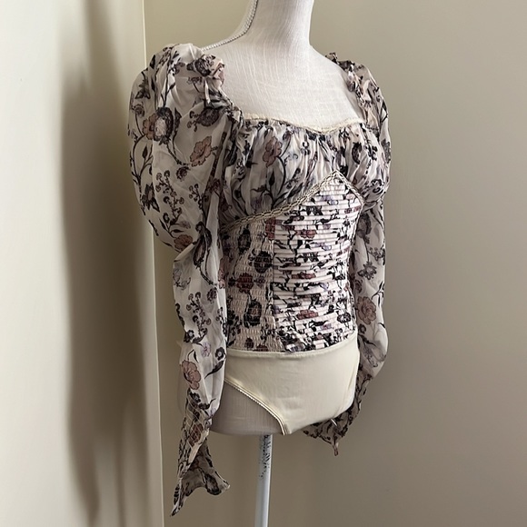 🆕 Free People Brunch Date Chiffon
Thong Bodysuit - Picture 8 of 15